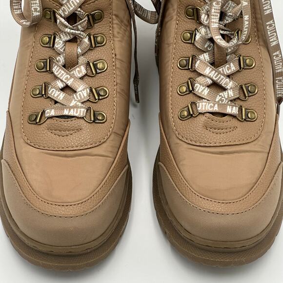 Vintage Y2K Nautica Lace Up Sabra Ankle Boots Booties Combat Tan Womens Size 8.5 - Picture 5 of 16